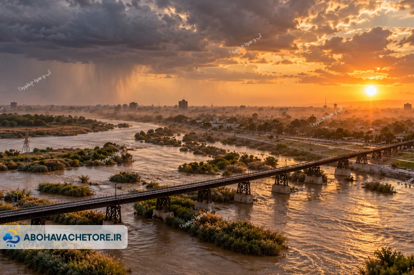 خوزستان تحت تأثیر تندباد و رگبار شدید قرار دارد